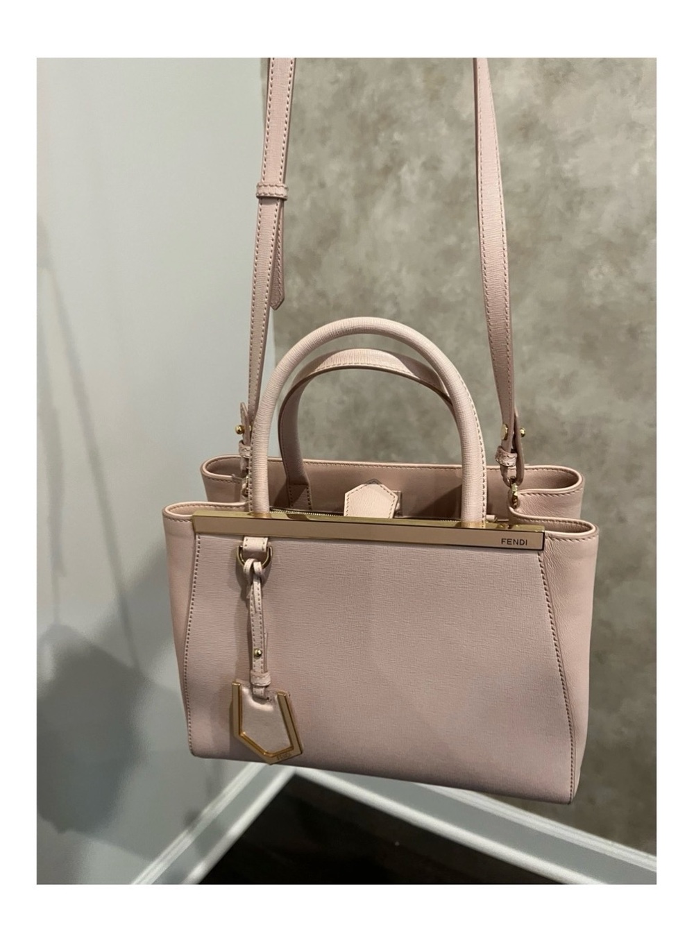 Fendi Blush Pink Leather Mini Satchel with Gold Accents